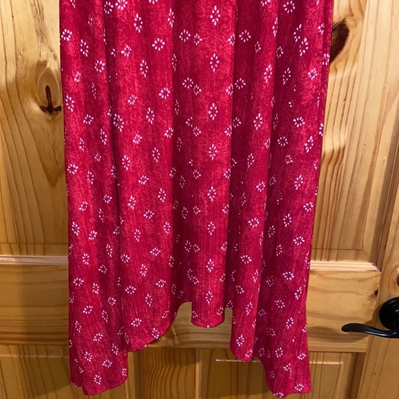 Dana Buchman Sleeveless Sharkbite Dress Red Geo long petite medium flowy women - Picture 7 of 16